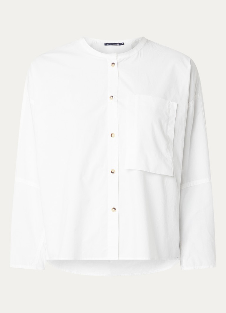 River Woods Dames Blouse met borstzak in de kleur Gebroken wit
