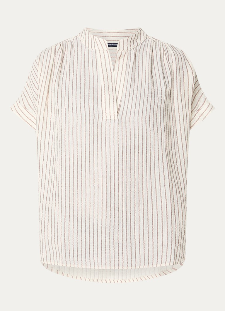 River Woods Dames Tuniek met streepprint en V-hals in de kleur Lichtbruin
