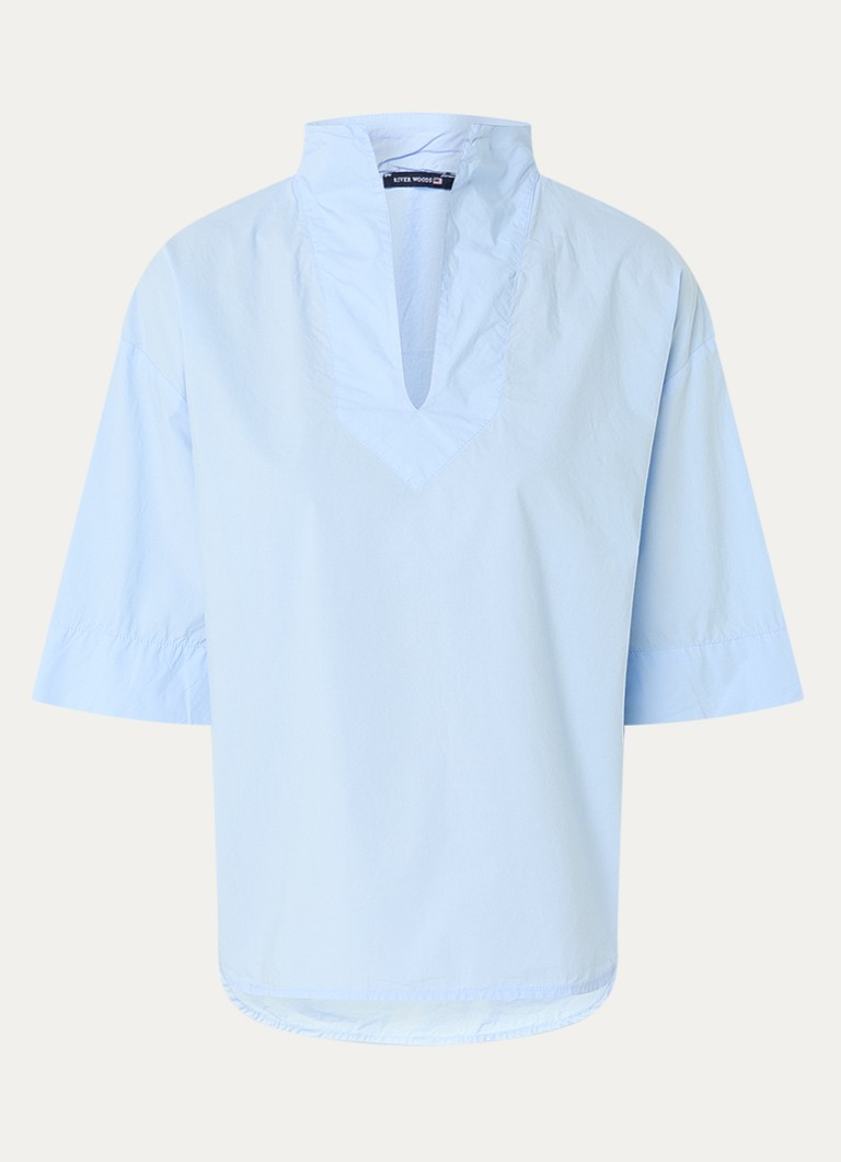 River Woods Dames Tuniek met V-hals en opstaande kraag in de kleur Blauw