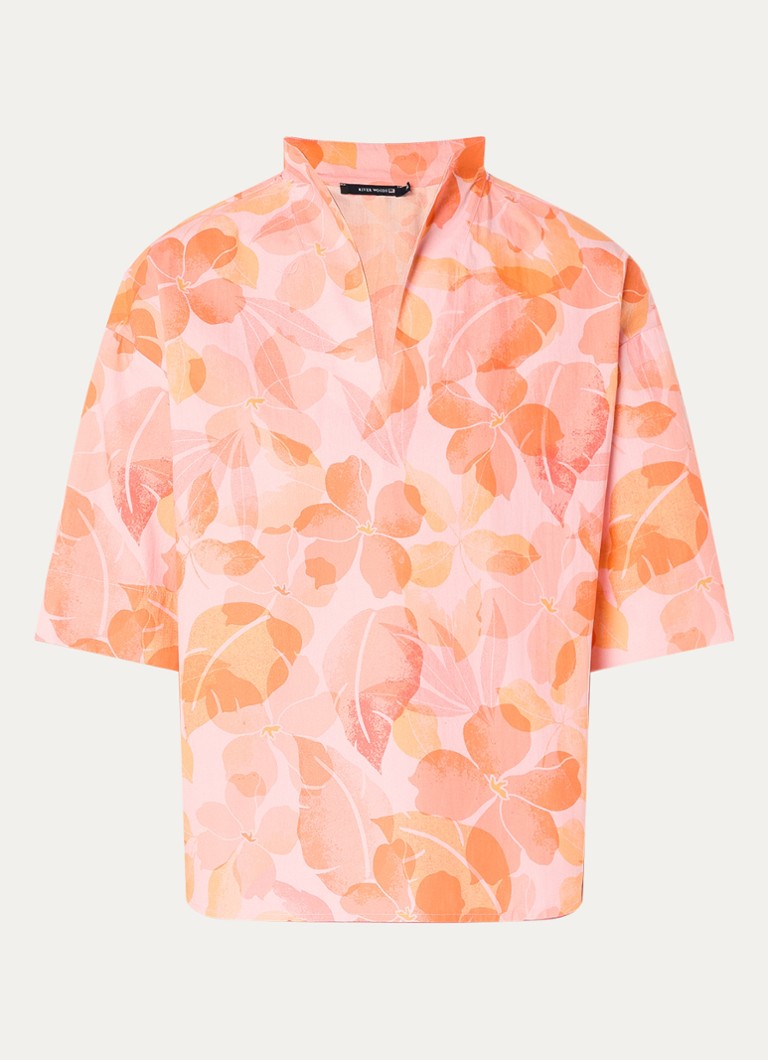 River Woods Dames Tuniek met V-hals en bloemenprint in de kleur Lichtroze