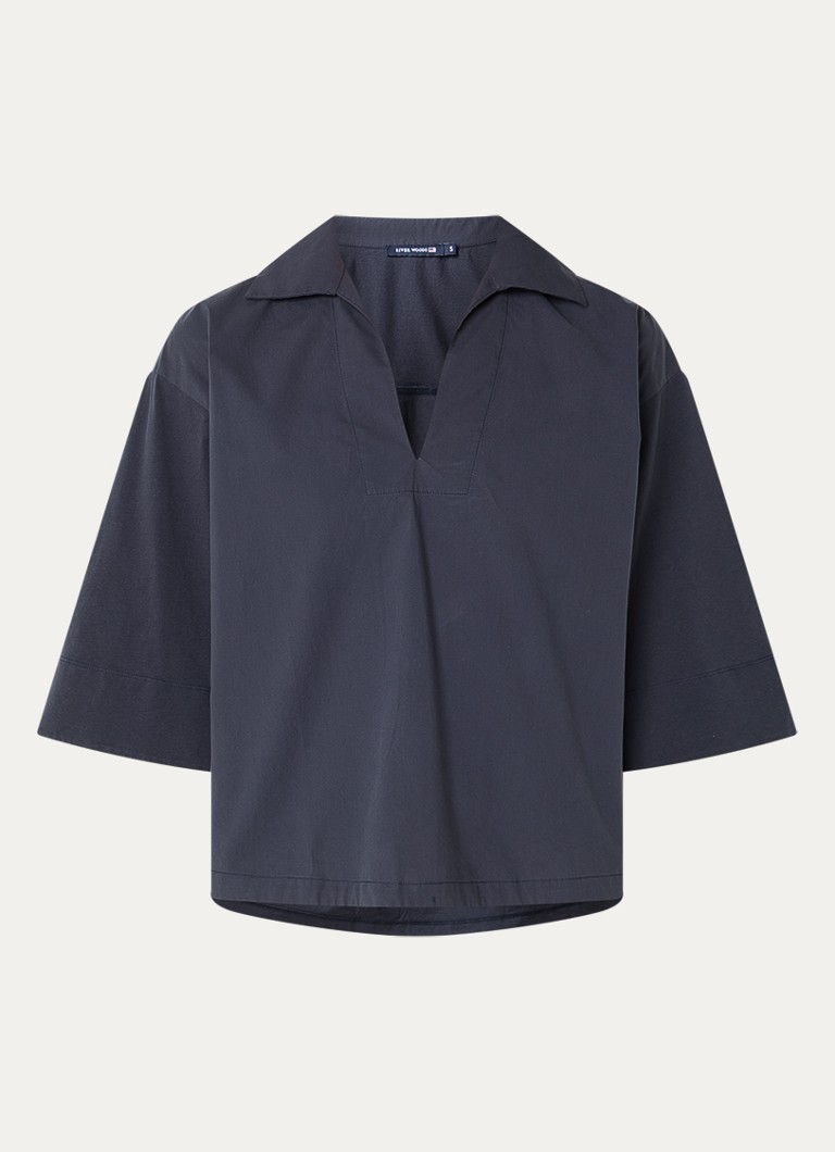 River Woods Dames Top met V-hals in de kleur Blauw