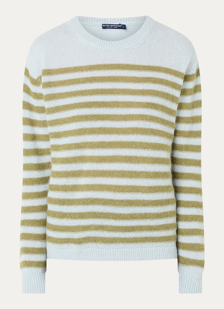 River Woods Dames Grofgebreide trui in alpaca wolblend met streepprint in de kleur Lichtblauw