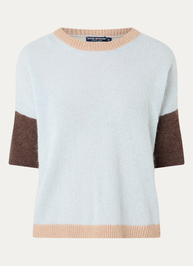 River Woods Dames Fijngebreide trui in alpaca wolblend met streepprint in de kleur Lichtblauw