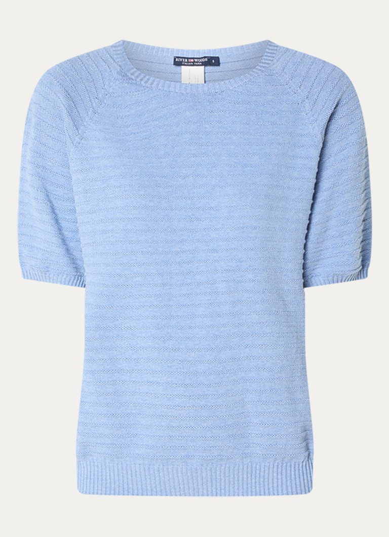 River Woods Dames Fijngebreide top met ingebreid patroon in de kleur Staalblauw