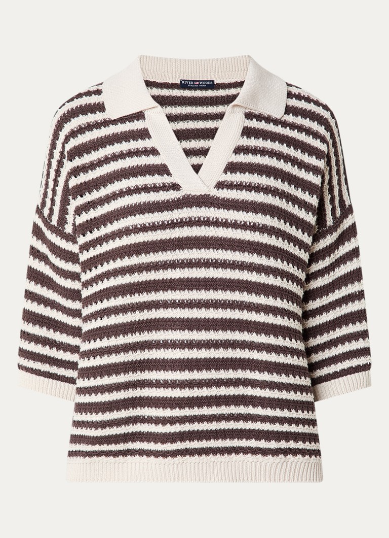 River Woods Dames Grofgebreide trui met streepprint in de kleur Bruin