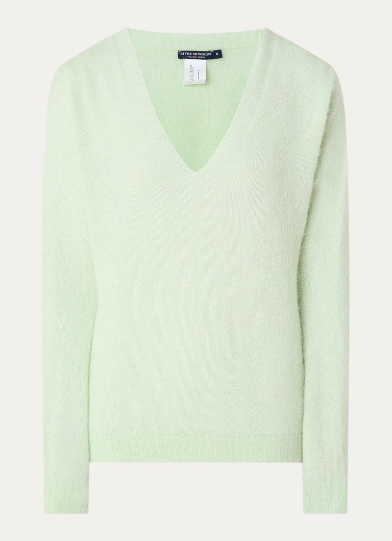 River Woods Dames Fijngebreide trui in alpaca wolblend in de kleur Lindegroen