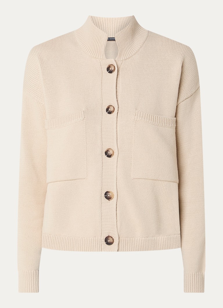 River Woods Dames Grofgebreid vest met borstzakken in de kleur Beige