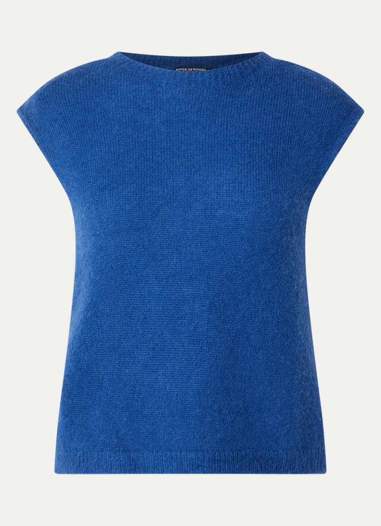 River Woods Dames Fijngebreide spencer in alpaca wolblend in de kleur Kobaltblauw