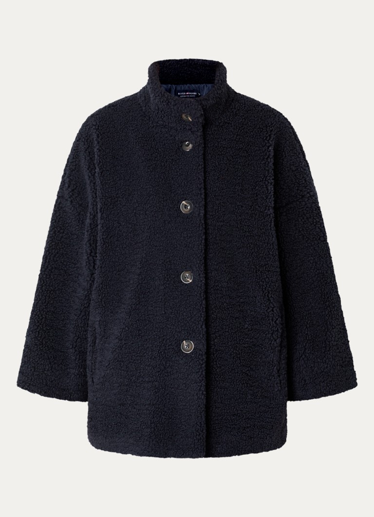 River Woods Dames Jack van teddy met steekzakken in de kleur Donkerblauw