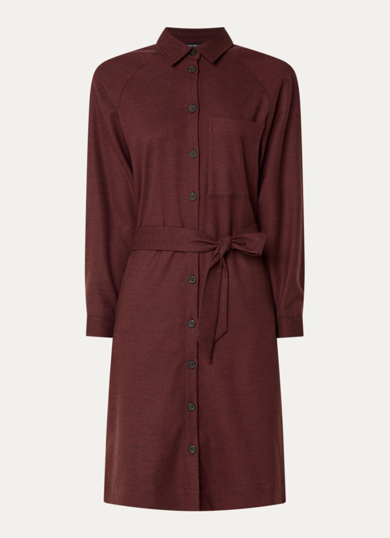 River Woods Dames Mini blousejurk met borstzak en strikceintuur in de kleur Bordeauxrood