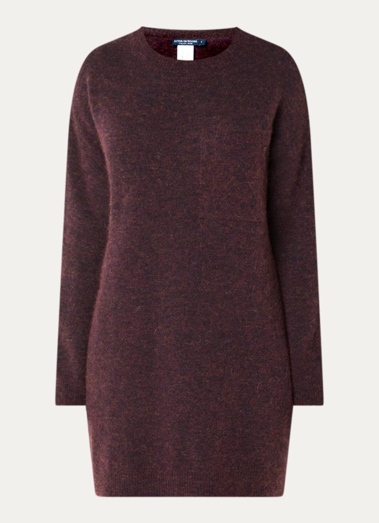 River Woods Dames Fijngebreide mini trui-jurk in alpaca wolblend in de kleur Bordeauxrood