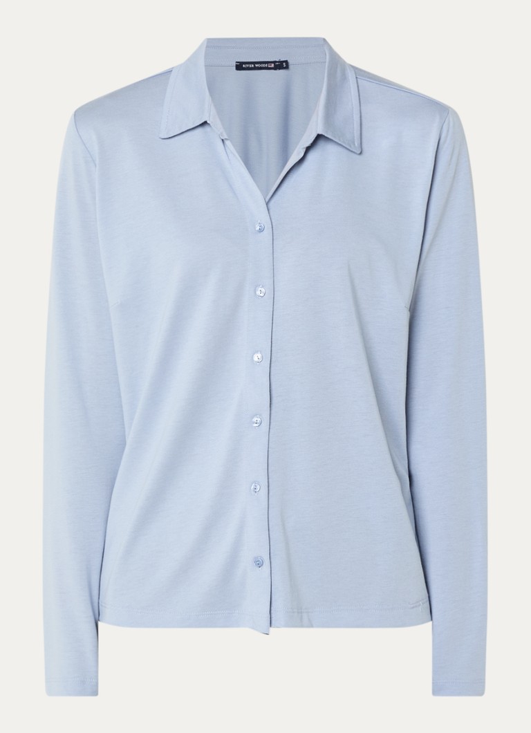 River Woods Dames Blouse met kraag in de kleur Lichtblauw