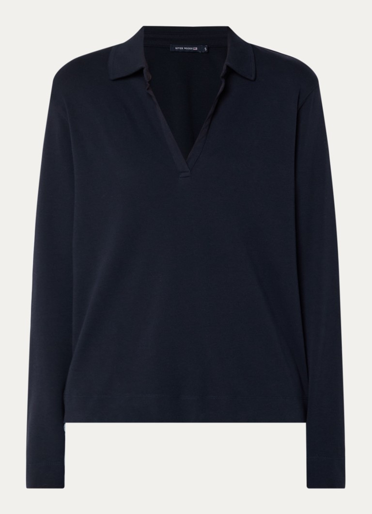 River Woods Dames Longsleeve met polokraag in de kleur Donkerblauw