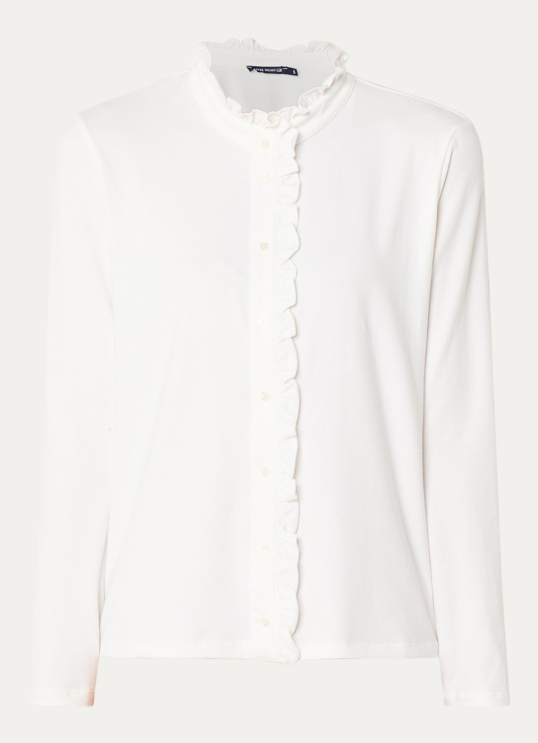 River Woods Dames Blouse met opstaande kraag in de kleur Gebroken wit