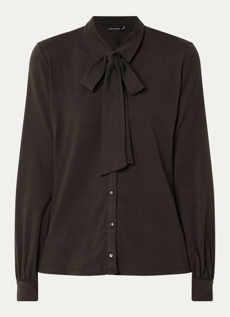 River Woods Dames Blouse met sjaalkraag in de kleur Donkerbruin