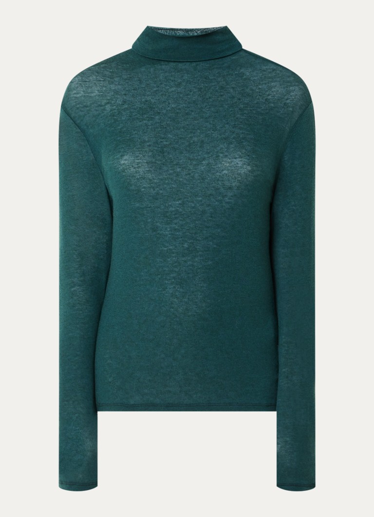 River Woods Dames Pullover in wolblend met col in de kleur Donkergroen