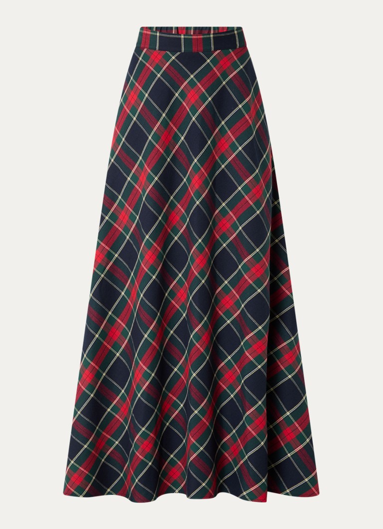 River Woods Dames Maxi rok met ruitdessin in de kleur Rood