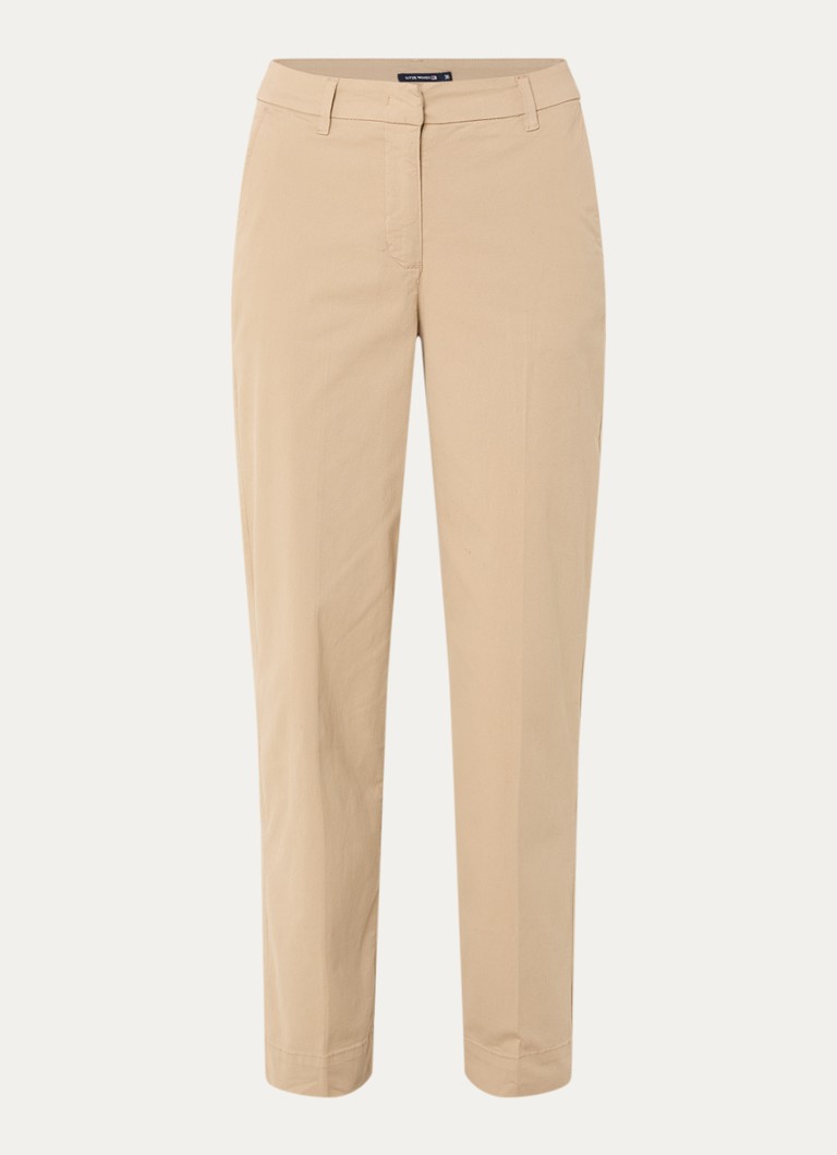 River Woods Dames High waist straight fit broek met steekzakken in de kleur Beige