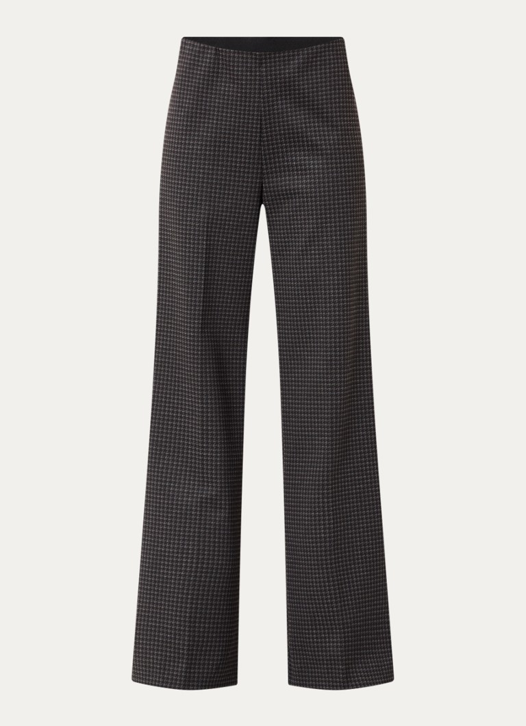 River Woods Dames High waist wide fit pantalon met pied-de-poule dessin in de kleur Donkerblauw