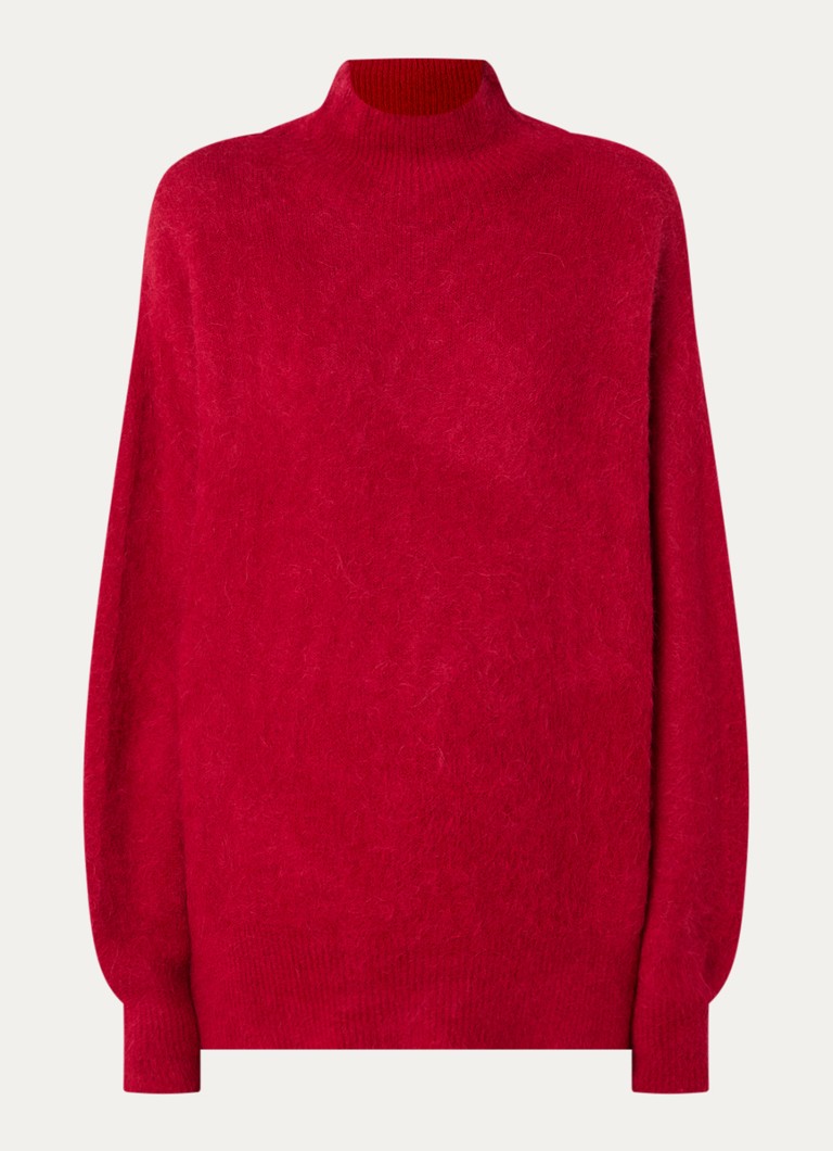 River Woods Dames Fijngebreide trui in wolblend in de kleur Rood
