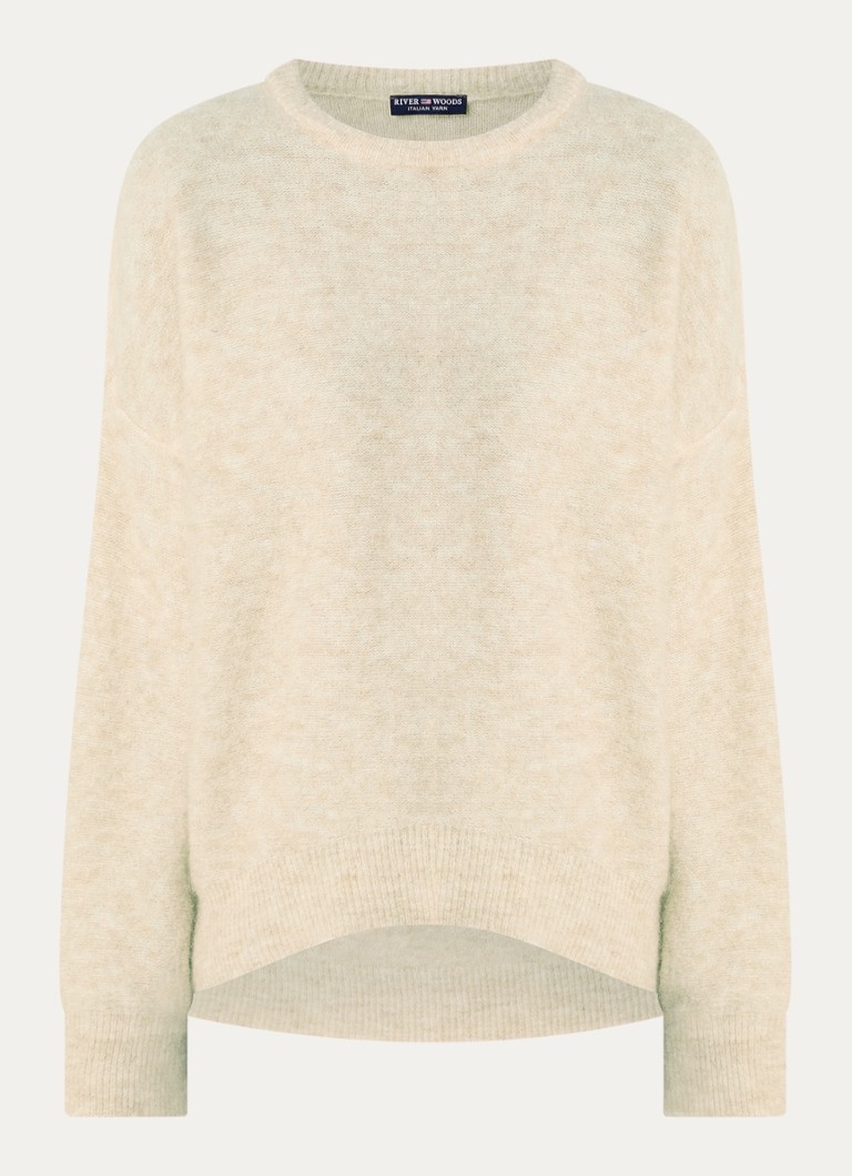 River Woods Dames Fijngebreide trui in wolblend met ronde hals in de kleur Creme