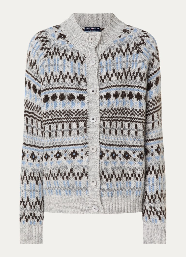 River Woods Dames Grofgebreid vest in alpaca wolblend in de kleur Grijs