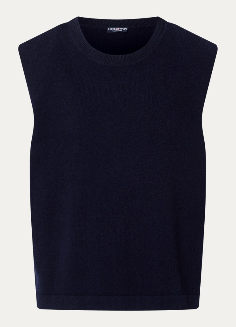 River Woods Dames Fijngebreide spencer met ronde hals in de kleur Blauw