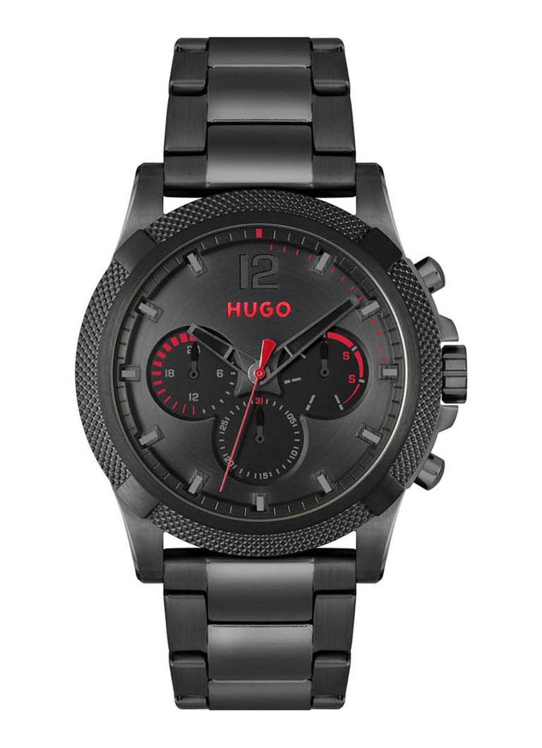 HUGO Heren Impress for him horloge HU1530296 in de kleur Zwart, maat: 46MM
