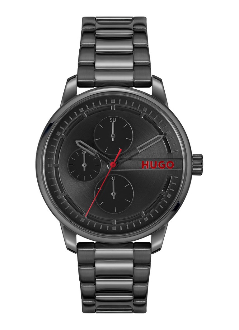 HUGO Heren Stamp Multi horloge HU1530369 in de kleur Zwart, maat: ns