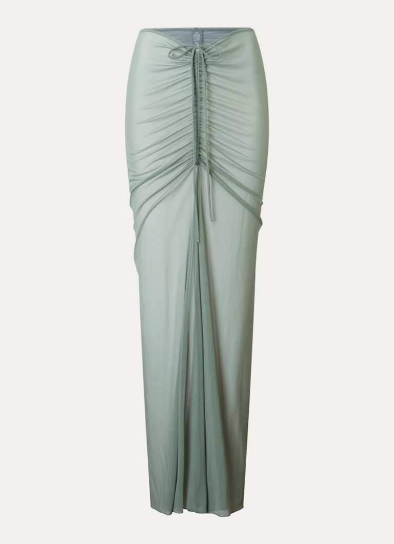 Aya Label Dames The Athena maxi strandrok van mesh in de kleur Olijfgroen, maat: XS/S