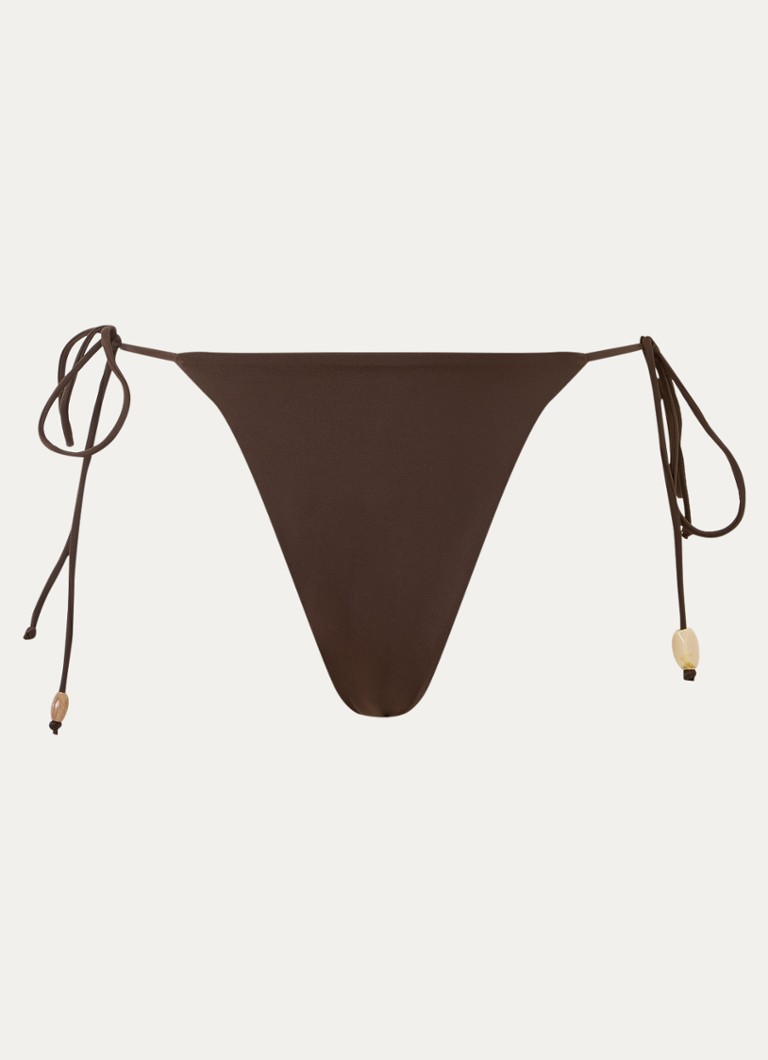 Aya Label Dames The Thalassa brazilian bikinislip met kralendecoratie in de kleur Donkerbruin, maat: L