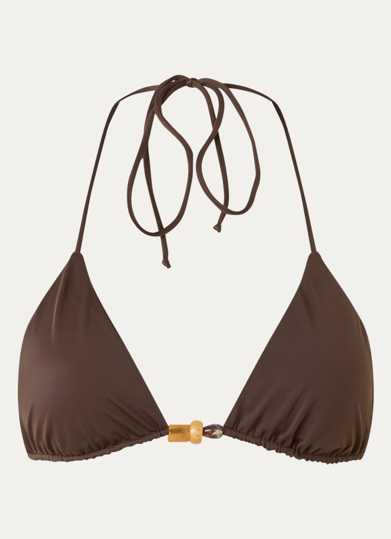 Aya Label Dames The Thalassa triangel bikinitop met kralendecoratie in de kleur Donkerbruin, maat: M