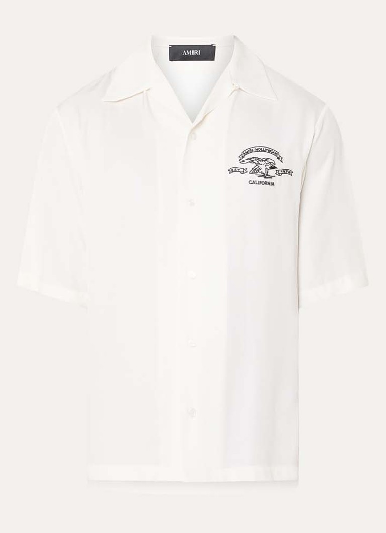 AMIRI Heren Eagle comfort fit overhemd met logo- en backprint in de kleur Gebroken wit, maat: S