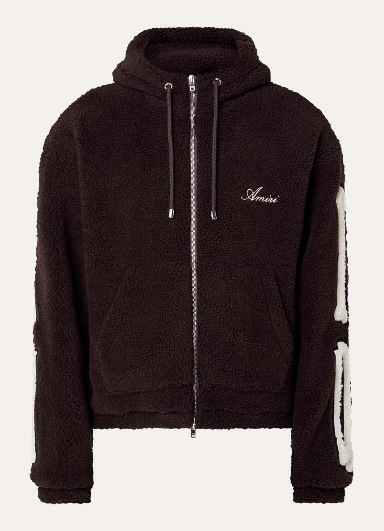 AMIRI Heren Sweatvest met logo en steekzakken in de kleur Donkerbruin, maat: M