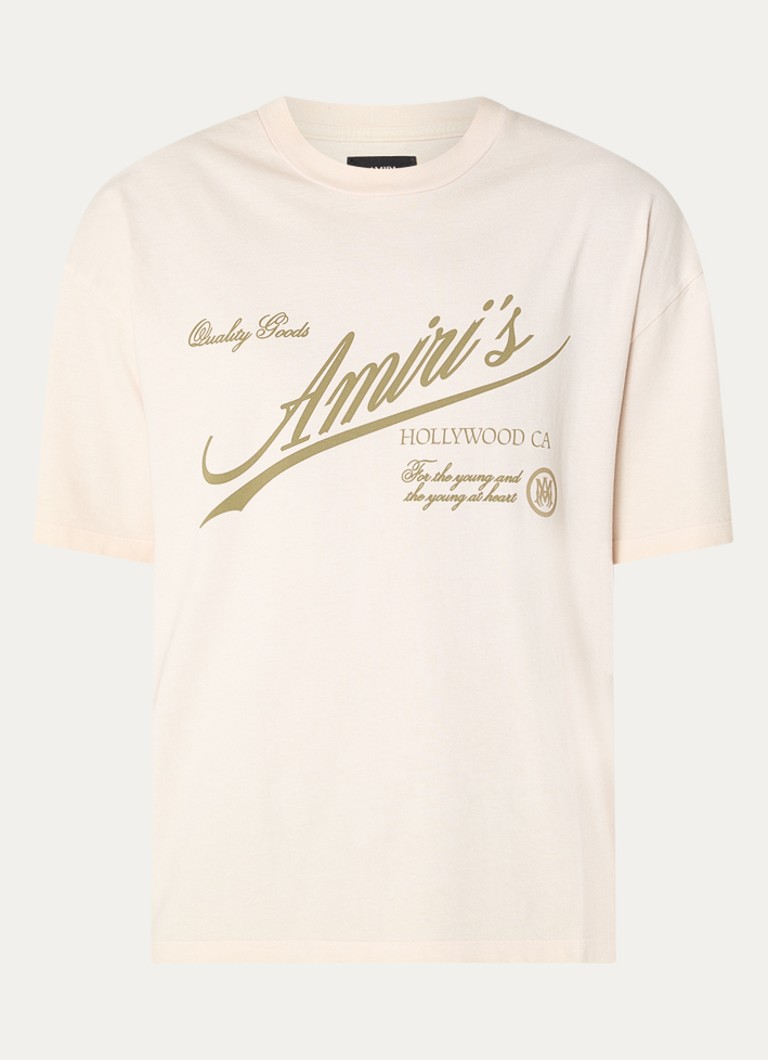 AMIRI Heren Cryst T-shirt met logoprint in de kleur Naturel, maat: S