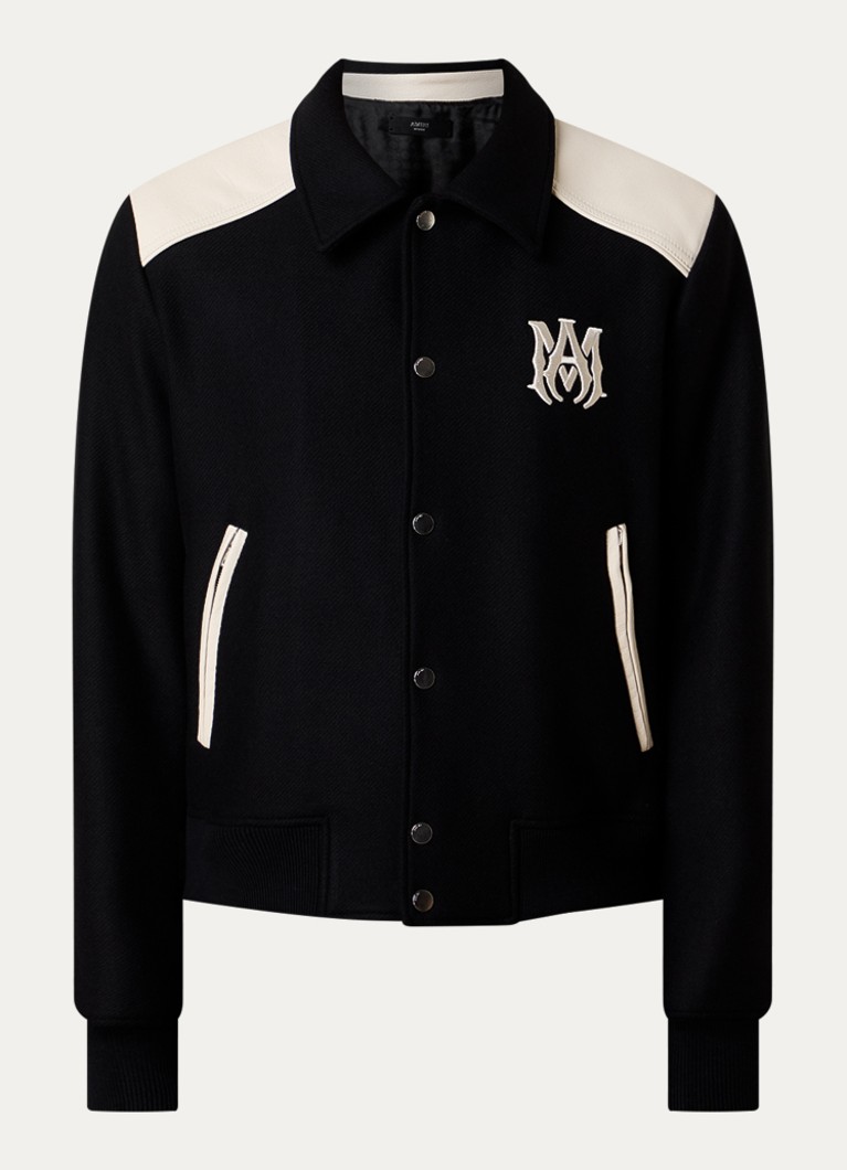 AMIRI Heren Ma Band baseball jack in wolblend met steekzakken in de kleur Zwart, maat: M