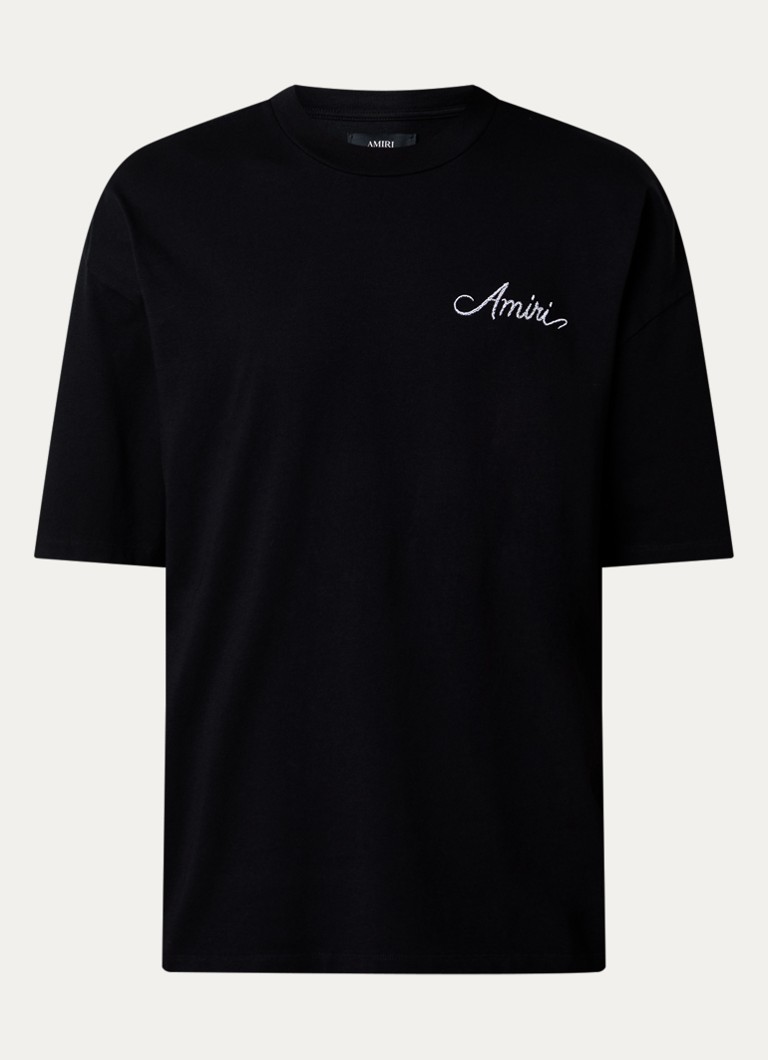 AMIRI Heren Check T-shirt met logo- en backprint in de kleur Zwart, maat: S