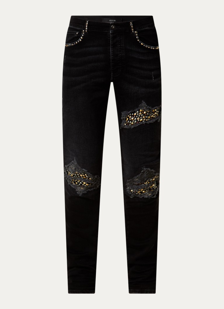 AMIRI Heren Skinny jeans met studs in de kleur Zwart, maat: 33