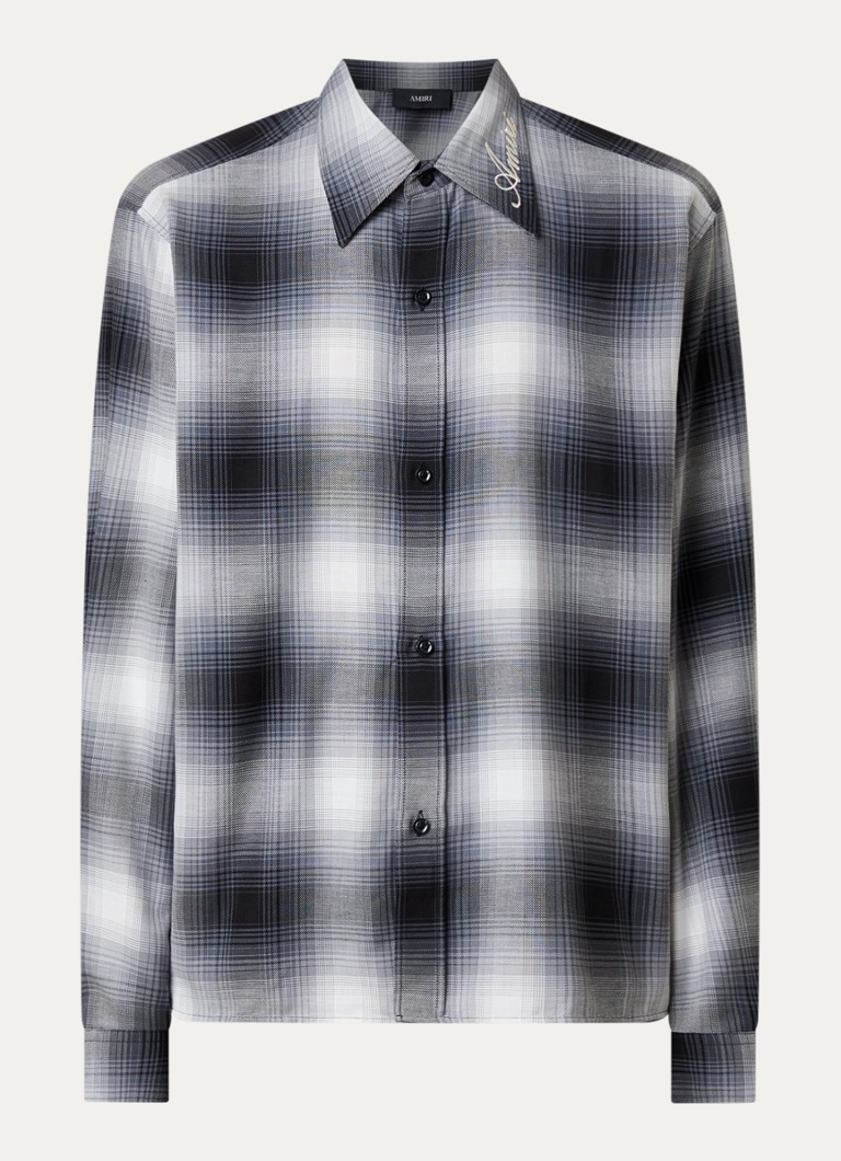 AMIRI Heren Regular fit overhemd met ruitdessin in de kleur Grijs, maat: L