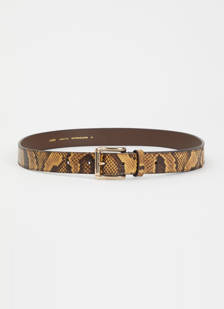 AMIRI Heren Python Square riem van leer met slangenprint in de kleur Beige, maat: 95 cm