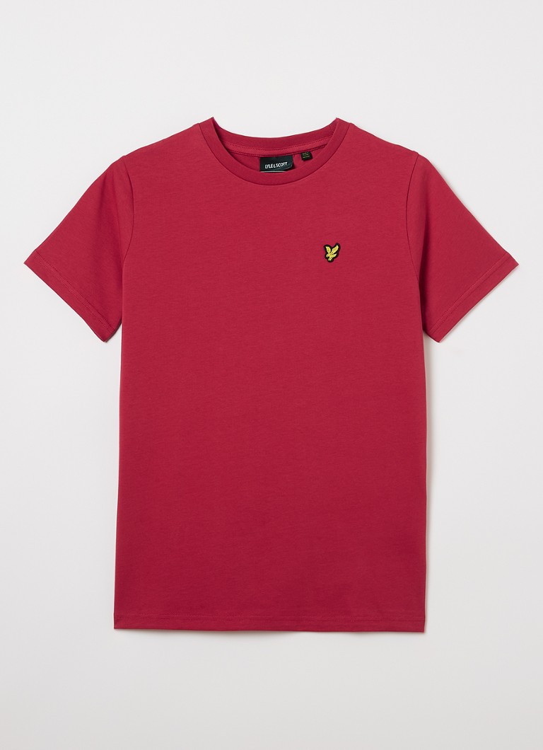 Lyle & Scott Jongens T-shirt met logoborduring in de kleur Cranberryrood, maat: 14-15J=164