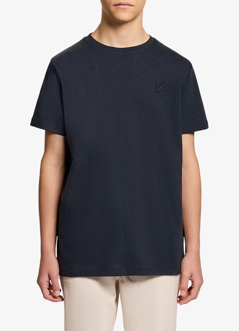 Lyle & Scott Jongens T-shirt in linnenblend in de kleur Donkerblauw, maat: 15/16