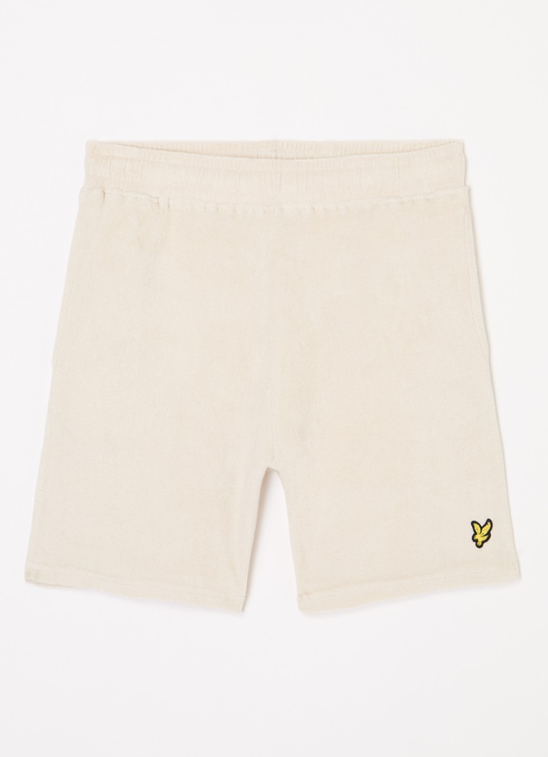 Lyle & Scott Jongens Straight fit korte broek van badstof met logo in de kleur Zand, maat: 12/13