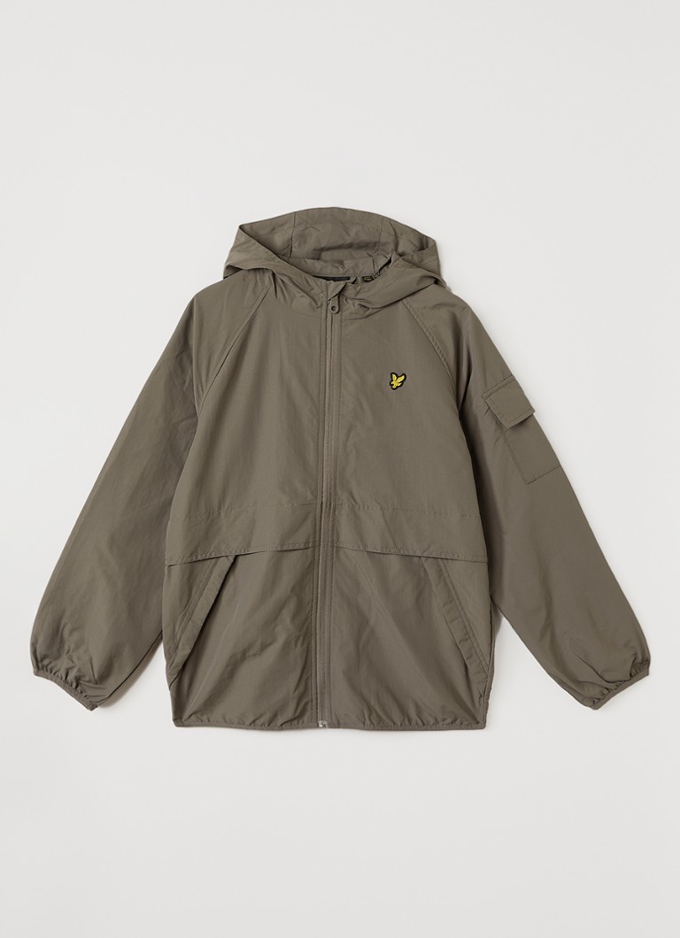 Lyle & Scott Jongens Windjack met capuchon in de kleur Olijfgroen, maat: 10-11J=140