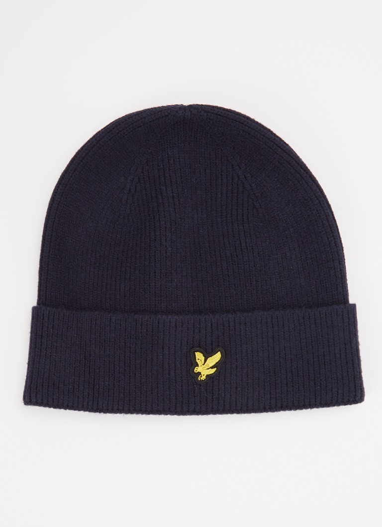 Lyle & Scott Meisjes Fijngebreide muts met logo in de kleur Donkerblauw, maat: ONE SIZE