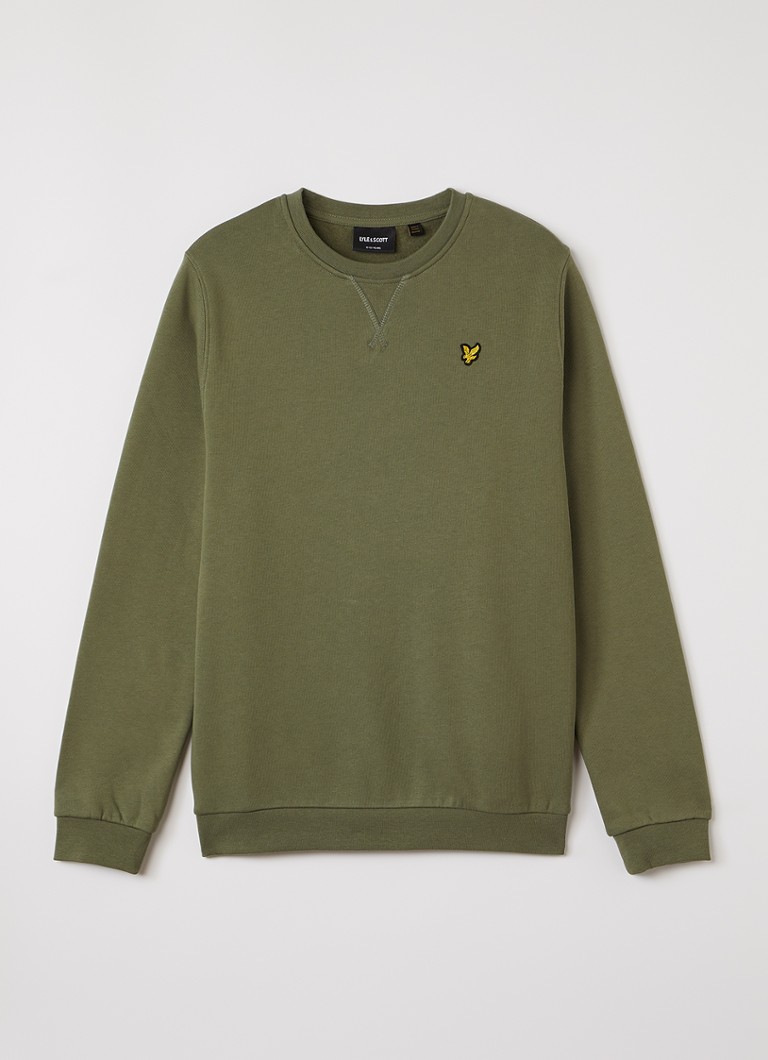 Lyle & Scott Jongens Sweater met logoborduring in de kleur Legergroen, maat: 15J-16J=176