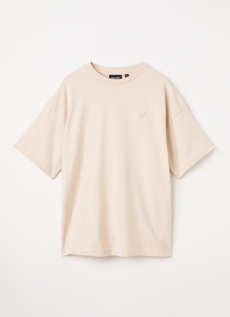 Lyle & Scott Jongens Oversized T-shirt met logo in de kleur Beige, maat: 164