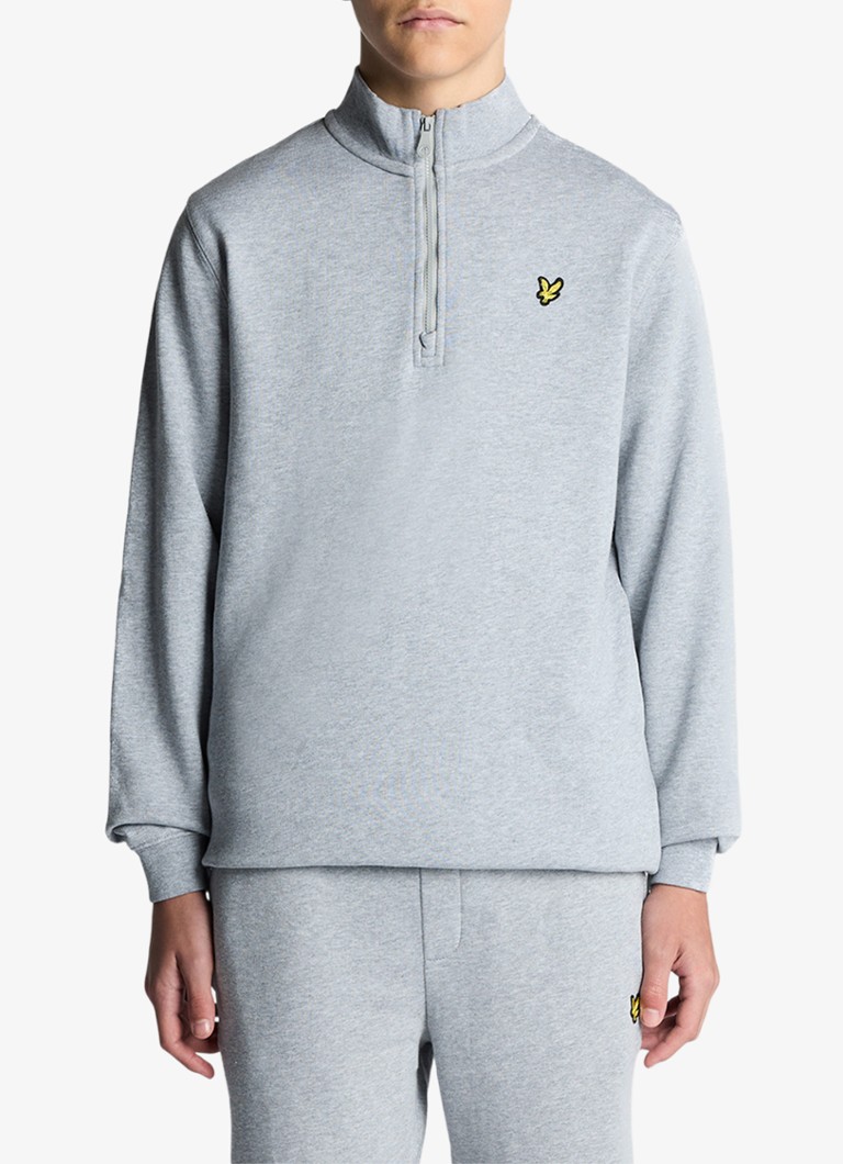 Lyle & Scott Jongens Sweater met halve rits in de kleur Grijsmele, maat: 12-13J=152