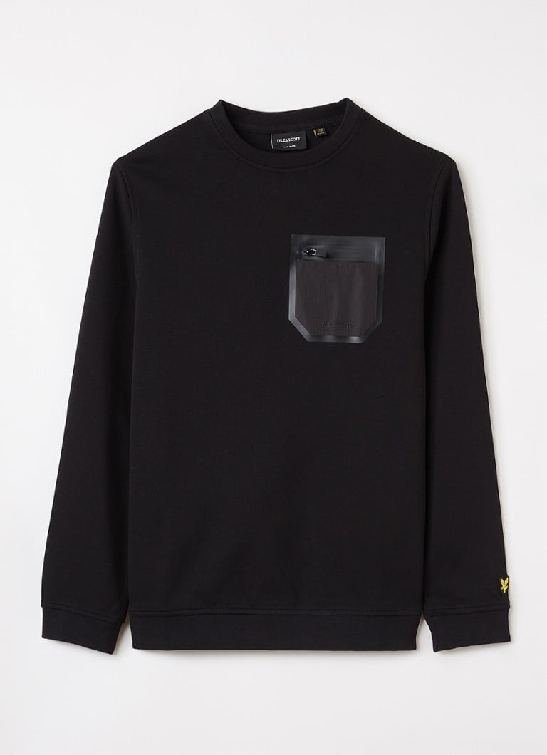 Lyle & Scott Jongens Bonded sweater met borstzak in de kleur Zwart, maat: 12-13J=152
