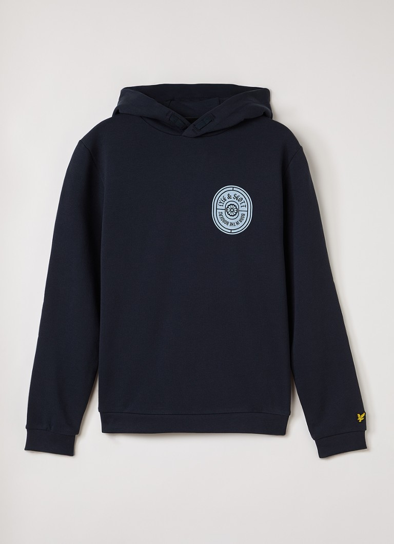 Lyle & Scott Jongens Hoodie met logo in de kleur Donkerblauw, maat: 7-8J=128